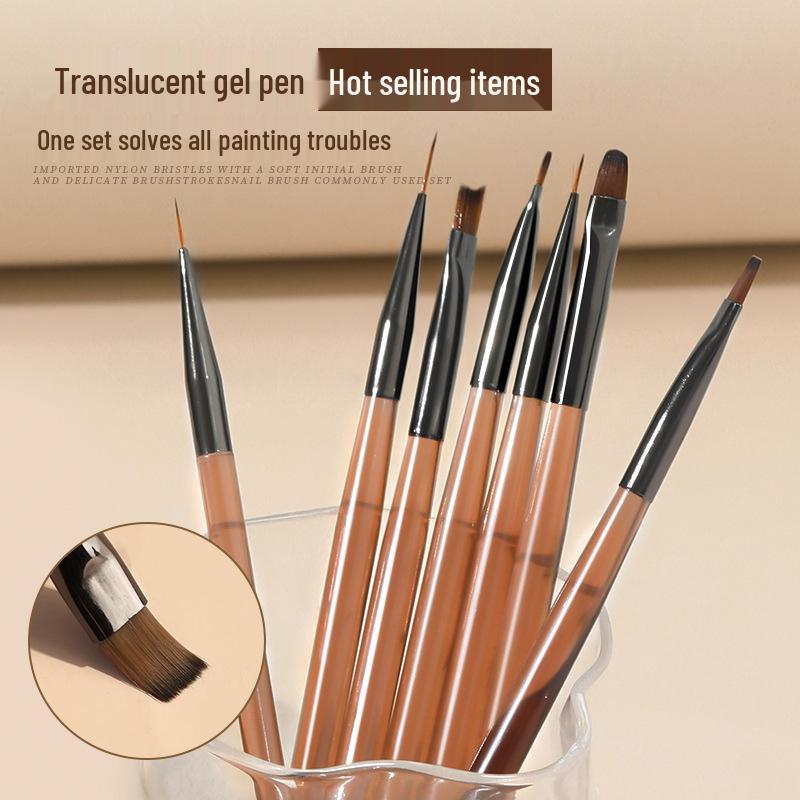 Nail Art Brush & Painting Gel Set with French Round Head & Long-lasting Base Coat