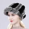 Lady Real Rex Rabbit Fur Hat Winter Knitted Natural Rex Rabbit Fur Caps Russia Women Warm Real Fur Beanies Hats