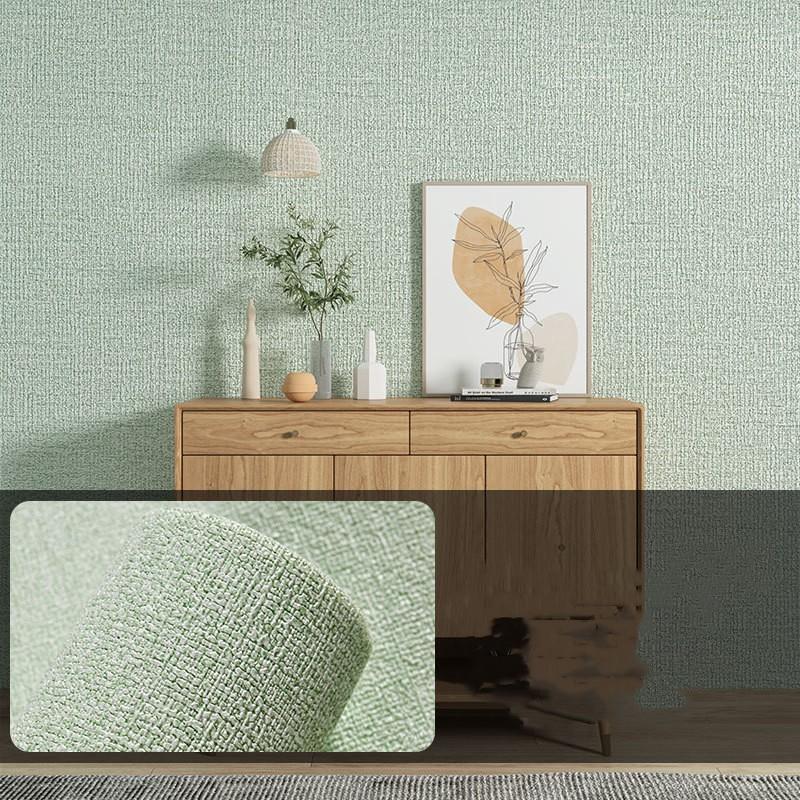 10 Meters / Roll 3D Self-adhesive Thicken Waterproof Wallpaper Linen Textured Pure Color Home Decorative Refurbished Sticker