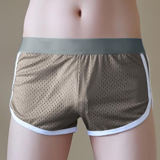 U-Shaped Crotch Design Men Panties Elastic Waist Seamless Breathable Mesh Shorts Briefs Summer