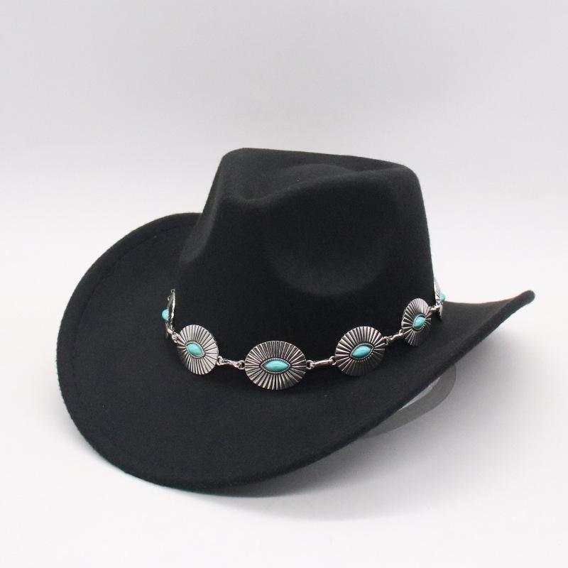 Western Cowboy Hat Jazz Top Hat Concave Men'S And Women'S Party Felt Jazz Hat