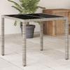 VidaXL Garden Table with Glass Top, Dining Table, Meal Table, Outdoor Patio Terrace Furniture, Light Grey 368122