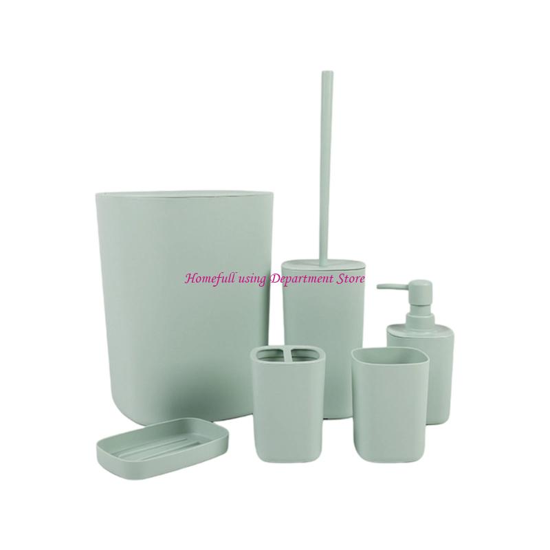 6 Part Bathroom Planner Set Plastic Storage Set For Toothbrush Owner Waste Container