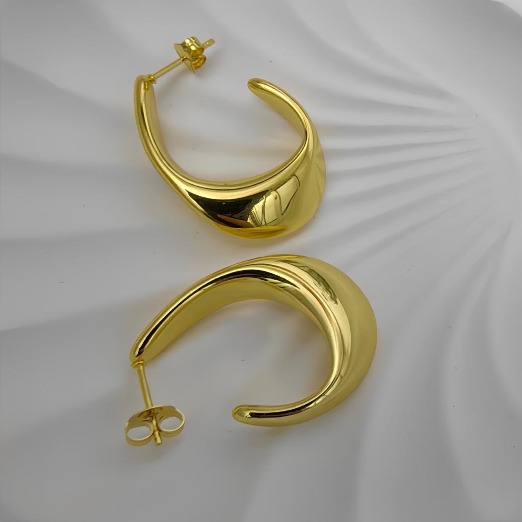 Stainless steel curved hook earrings women's gold niche light luxury fashion high-end earrings spot