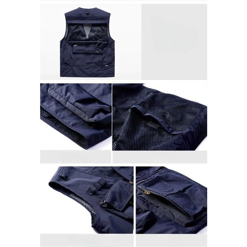 Summer Men Mesh Pockets Fishing Photography Breathable Vests Coats Men Outdoor Waistcoats Sleeveless Jackets