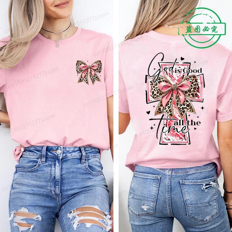 

God Is Good All The Time Trend Women Fashion Clothing Graphic Tshirts Clothes Boho Christian Bible Verse Print Shirt Casual Tee S