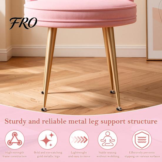 Living Room Accent Chair Velvet with Golden Metal Legs, Shell-shaped Backrest Vanity Armchair Armchair, Upholstered Guest for Home, Office