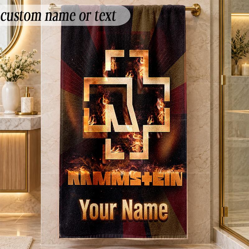 Beach TowelRammstein Custom Name Text Personalized Soft Towel for Beach Pool Indoor Home Decor Gift