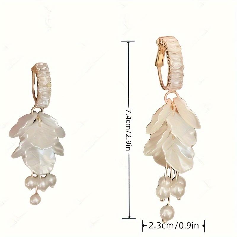 1 Pair White Petals Imitation Pearl Earrings For Women Suitable For Engagement Wedding Anniversary And Daily Wear Jewelry Gifts