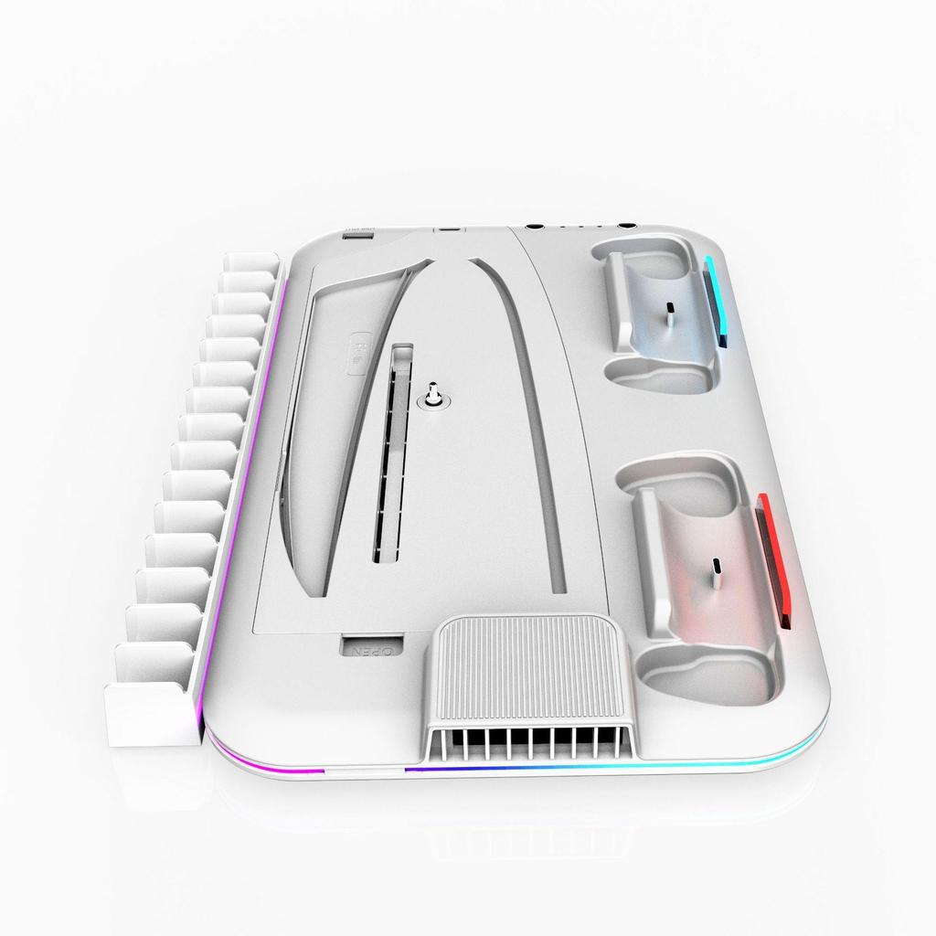 Multifunktions-Kühlstation für PS5 Slim mit Controller-Ladegerät und Aufbewahrung für Spiele-Discs