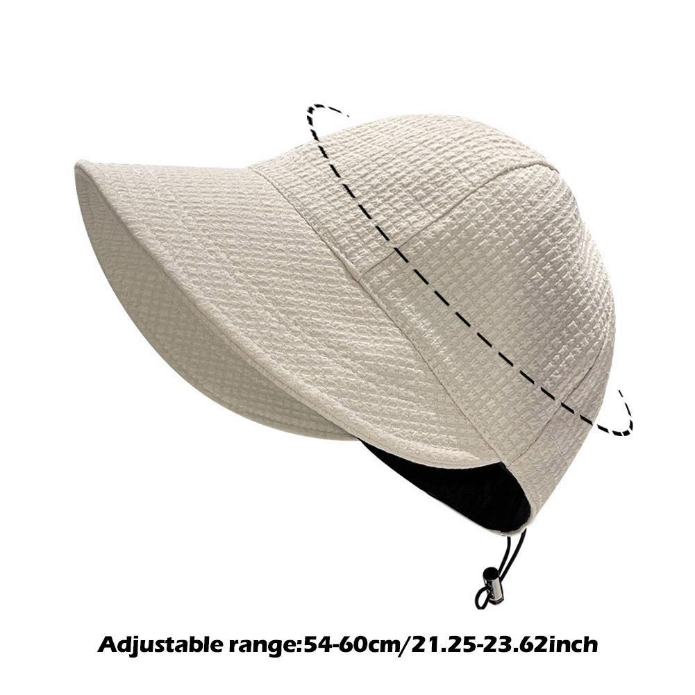 2024 Hat Women's Autumn Waffle Bucket Hat Women's Solid Color Drawstring Peaked Cap Wide Brim Sunshade Fisherman Hats Sunshade