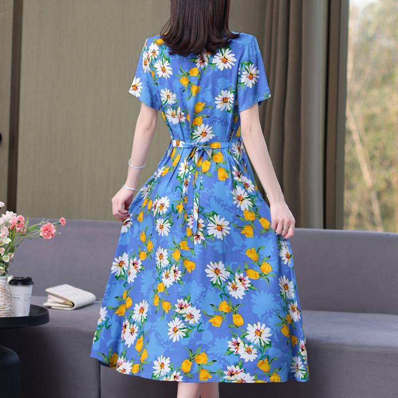 Sommer-Boho-Kleider für Damen, elegantes kurzärmliges langes Kleid in Übergröße