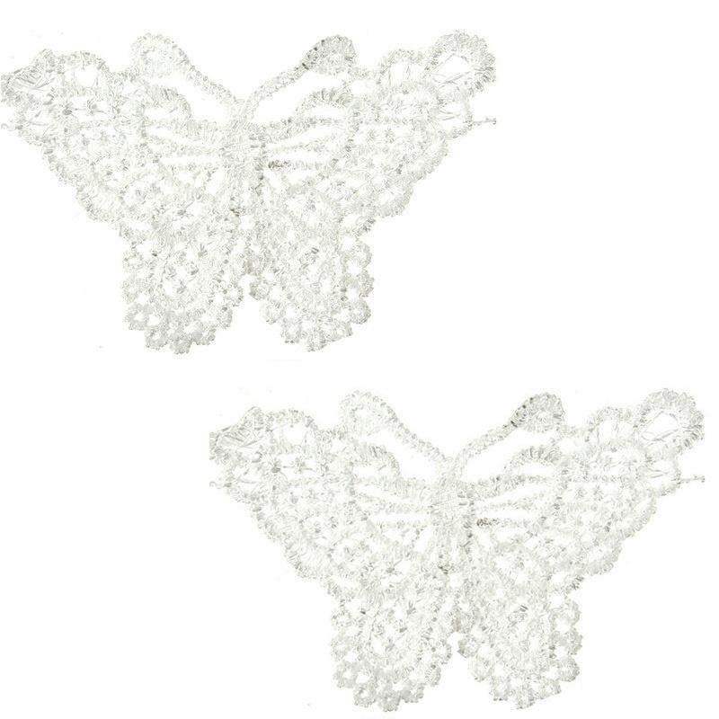 1M Vintage Weiß Schmetterling Spitze Kante Besatz Band Applikation Nähen Hochzeit Basteln