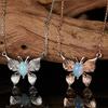 S925 Sterling Silver Natural Topaz Colored Treasure Necklace Female Elegant Temperament Double-Layer Three-Dimensional Butterfly Design