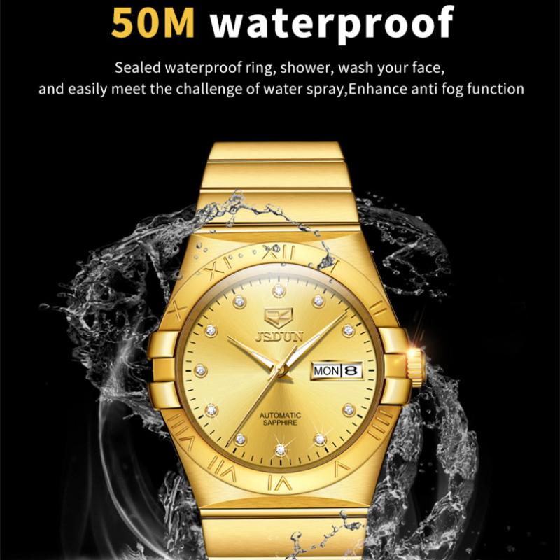 JINSHIDUN Nowy zegarek męski biznesowy i rekreacyjny W pełni automatyczny zegarek maszynowy Biznesowy wodoodporny zegarek wysokiej klasy