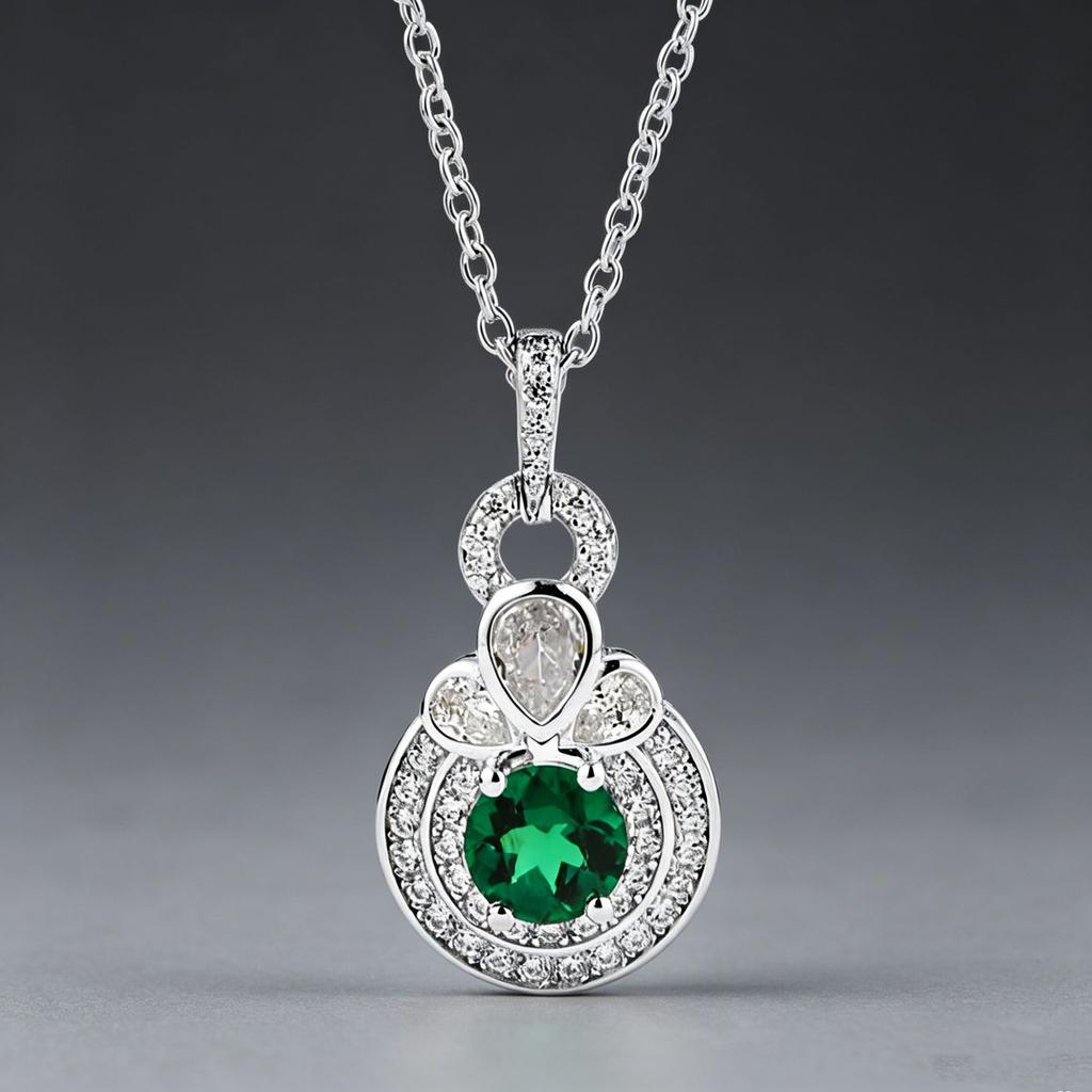 Cultured Emerald Necklace 925 Sterling Silver Real Gold Plating Clavicle Chain 2026 Cross-Border Bestseller Fashionable