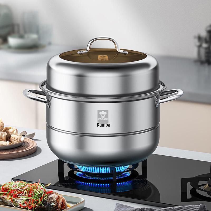 Kangbahe 30cm 304 Stainless Steel Double Layer Steamer