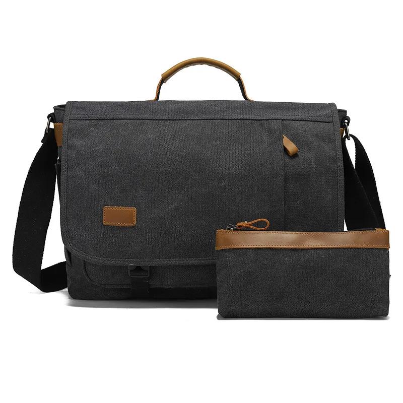 canvas Shoulder Messenger Bag Men Business Laptop Bag For Macbook laptop backpack