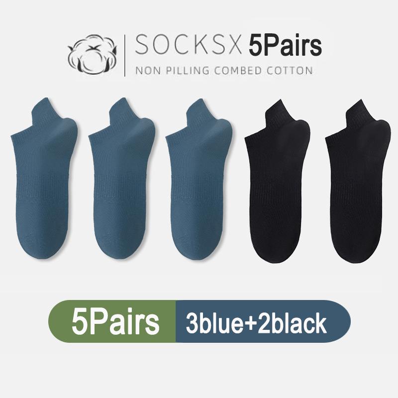 5Pairs High Quality Men Combed Cotton Socks Short Breathable Odor proof and antibacterial for Male sock New size EU38-45