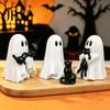 Small Ghost Holding Black Cat Statue Halloween Ornament, Hugging A Sculpture, Unique Seasonal Decor Resin Figurine, for Home Bedroom Entrance Display