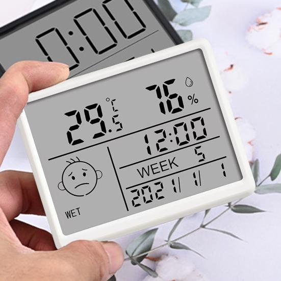 Magnetic Digital Clock with Humidity Thermometer LCD Display High Accuracy Thermo-Hygrometer Indoor Humidity Temperature Meter