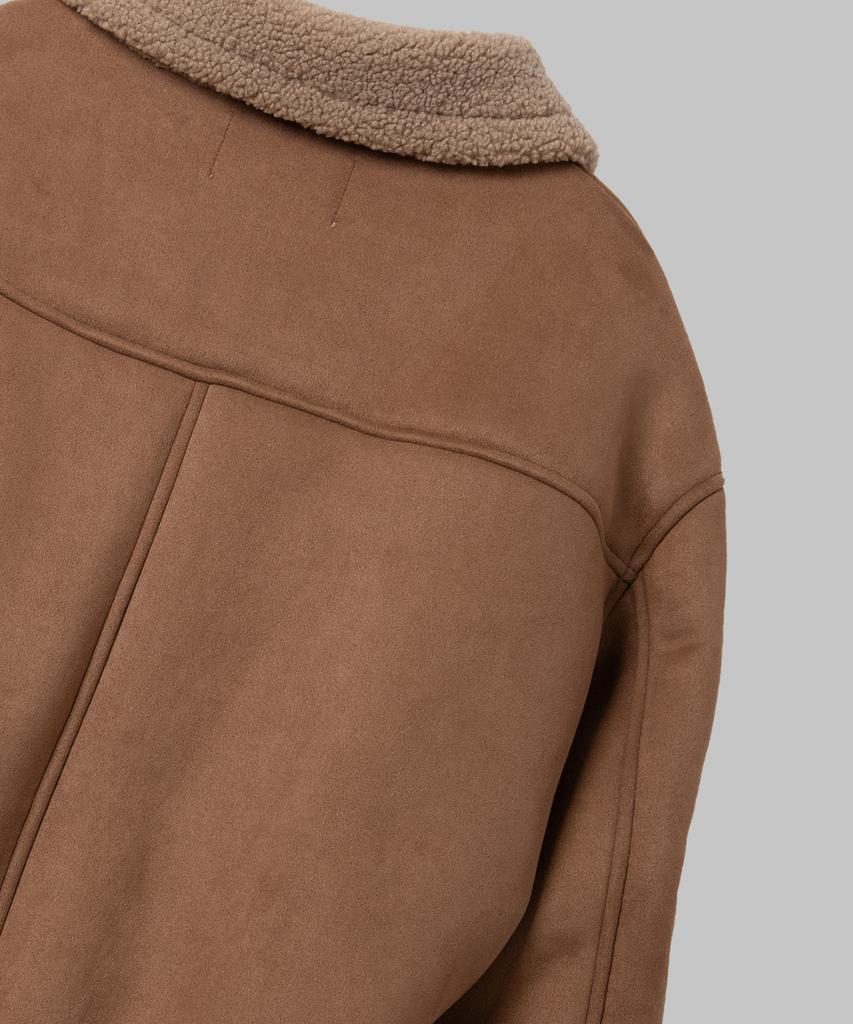Place Studio Suede Oversized Flap Pocket Duffle Coat Jacket [Brown]