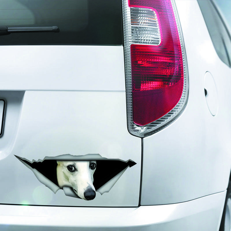 DS81#30x11.5cm  Creative Car Sticker White 3d Pet Dog Accessories Vinyl Car Styling Cover Scratches