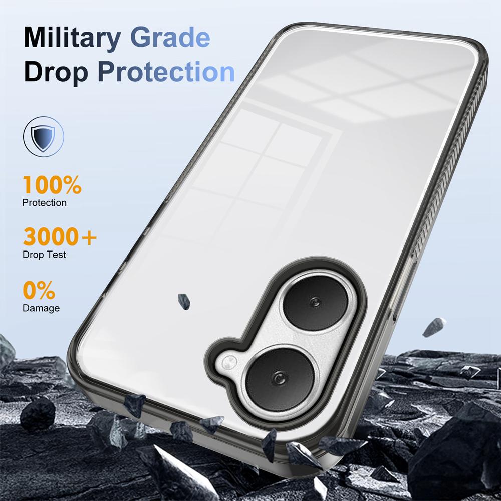 KEYSION Transparent Phone Case for VIVO Y03 Y03t Soft TPU+PC Anti-slip HD Clear Shockproof Phone Back Cover for VIVO Y18 Y28s 5G