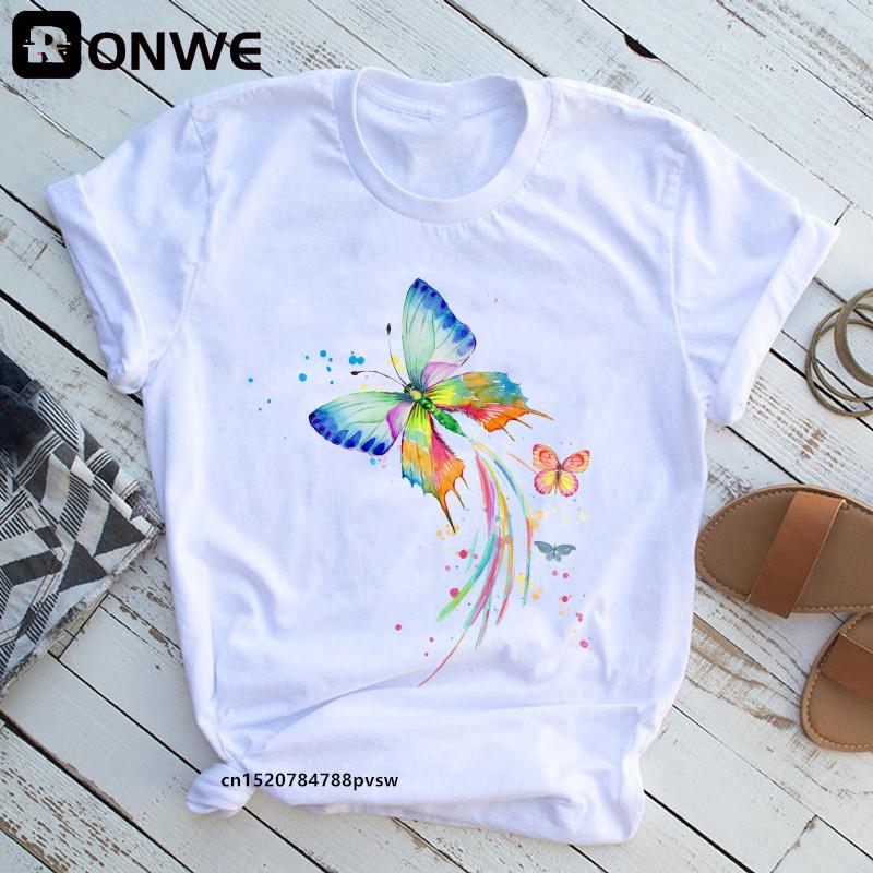 Woman Butterfly Tree 3D Print Harajuku Summer Tshirts Casual Round Neck Short Slee Top T- Shirt