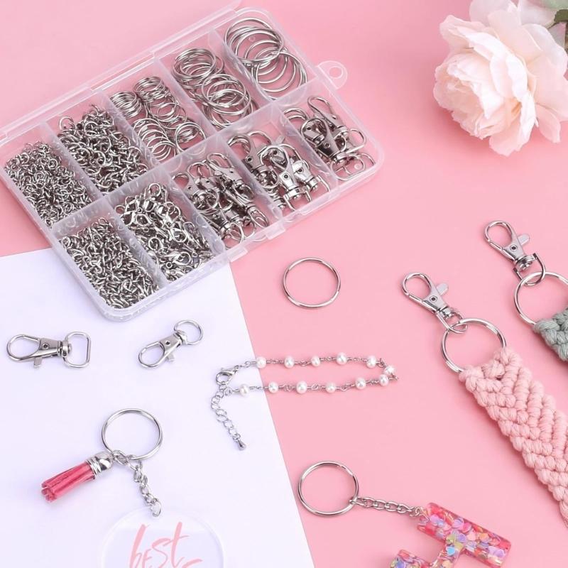 523PCS Keychain Making Kit Alloy Components for DIY Jewelry Crafts Personalized Accessories Projects