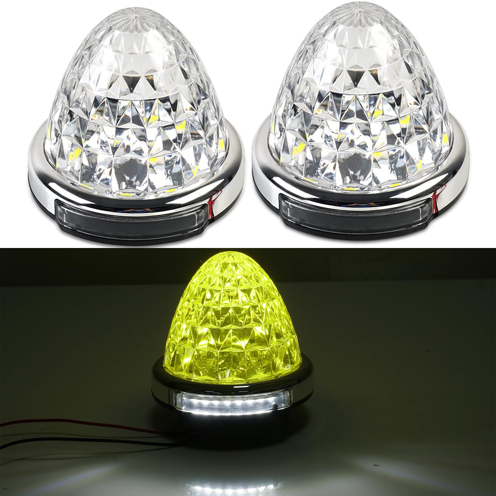 

Rikopin Side Marker Lamp with Shoulder Light /24V Clear Lens Bass Marker Track Marker Crystal Lens Diamond Cut (Lemon Yellow) Length 77mm x diameter 90mm жёлтый