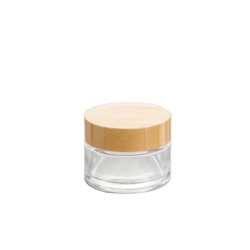 Bamboo & Wood Lid Frosted Glass Eye Cream Jar & Dispenser