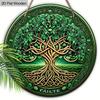 1pc Green Tree of Life Ornament Wooden 2D Flat Hanging, Xmas Decorations, Round-shaped Hanging Wall or Door Decor, Holiday Party Decor, Home Garden