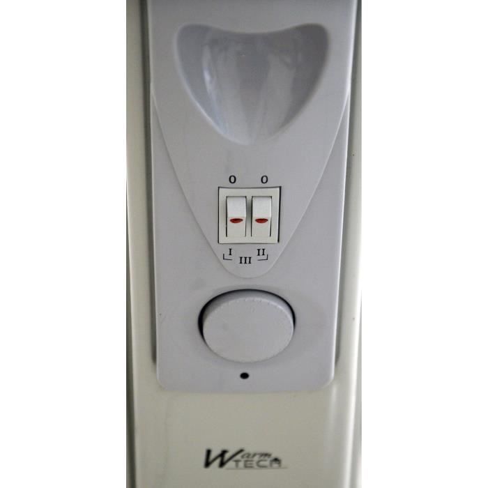 Radiateur électrique bain d'huile - 2000W - WARM TECH - 240V - Jusqu'à 30m3 - Gris