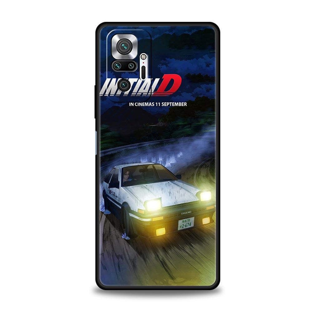 Initial D Car Phone Case Cover for Redmi 14C 10C Note 15 14 13 12 10 11 K40 Pro Plus 5G Soft TPU Shockproof Shell Fundas Capas