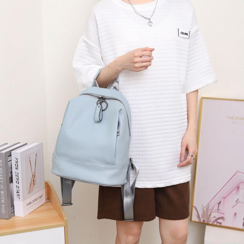 

Genuine Leather Women s Bag Fashionable Backpack Head Layer Cowhide Natural Fall Large Capacity Travel 27x13x31cm синій