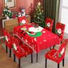 Christmas Waterproof Printed Tablecloth and Chair Covers Set Holiday Dining Decor for Home