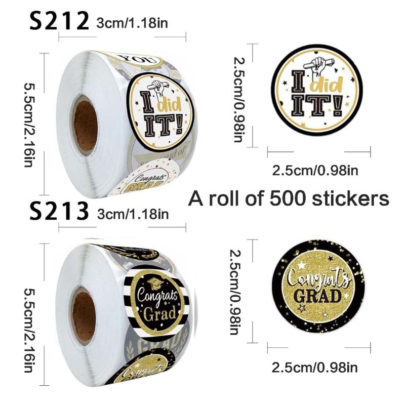 500 Pcs Round Graduation Sticker Congrats Grads Labels Graduation Caps Sticker Party Supplies