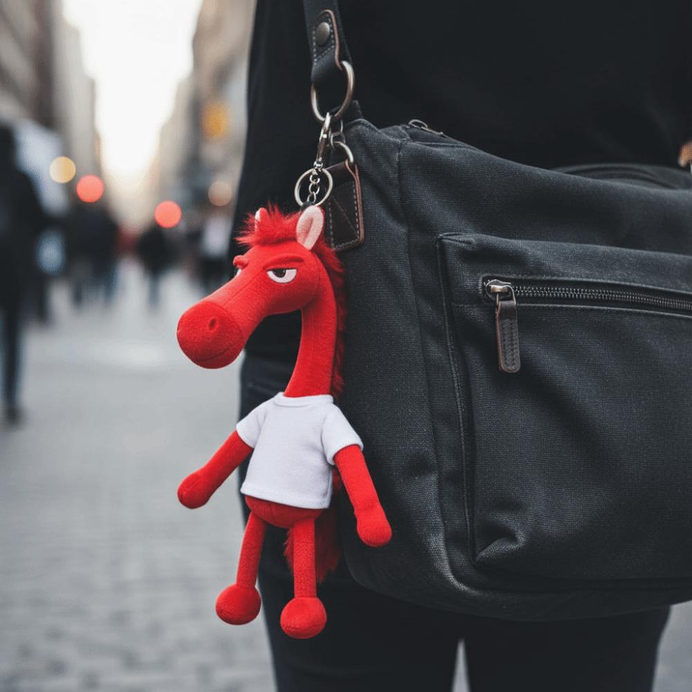 Adorable Creative Dark Horse Keychain Mascot Cute Simulation Horse Soft Chinese Style Zodiac Pony Figurine Room Decoration