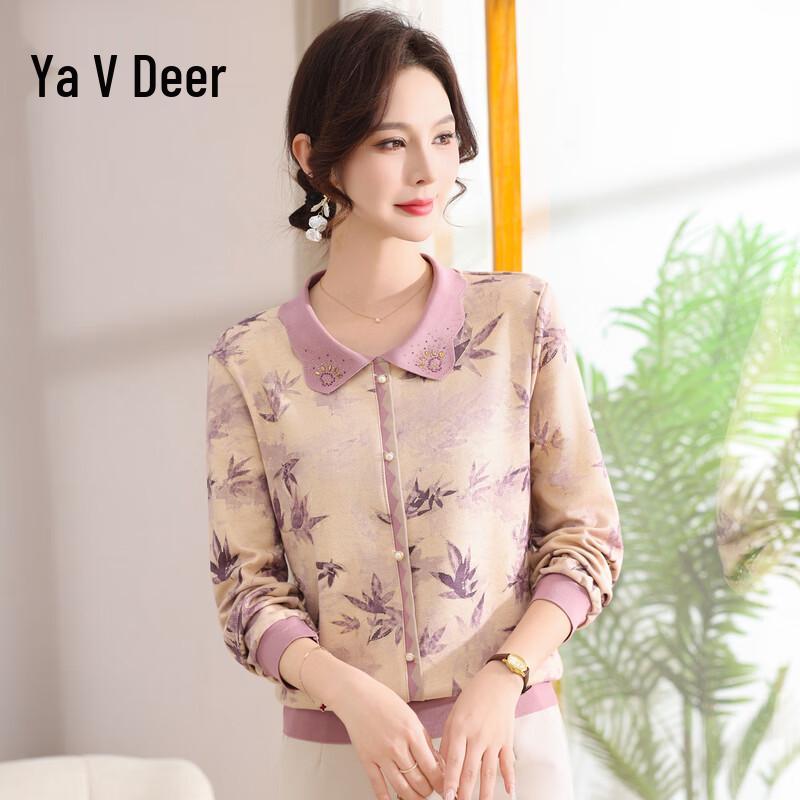 

Yalu Women s Floral Long-Sleeve Rhinestone Pullover T-Shirt 4XL