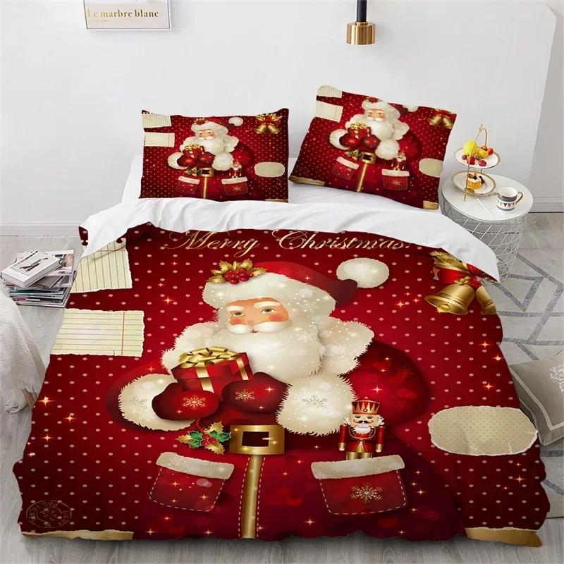 New 3D Print Christmas Santa Claus Comfortable Duvet Quilt Cover Pillowcase Bedding Set Children Bedroom Decoration Home Textile
