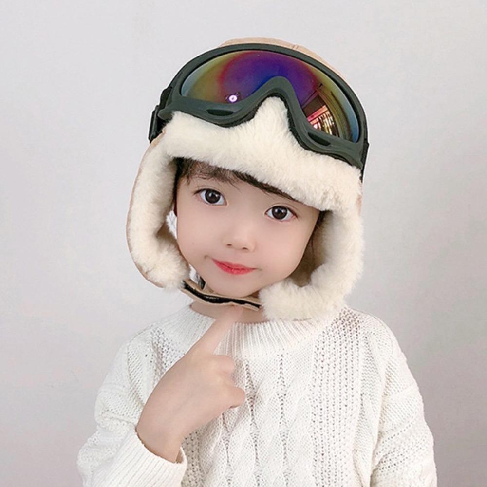 Goggles Ear Protection Hats Warm Plush Pilot Hat Fashion Ski Cap with Glasses  Outdoor