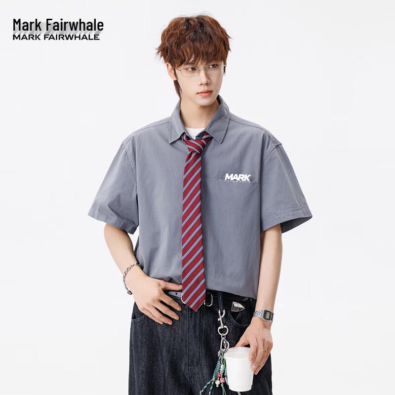 MARK FAIRWHALE Men's Pure Cotton Short Sleeve Casual Shirt