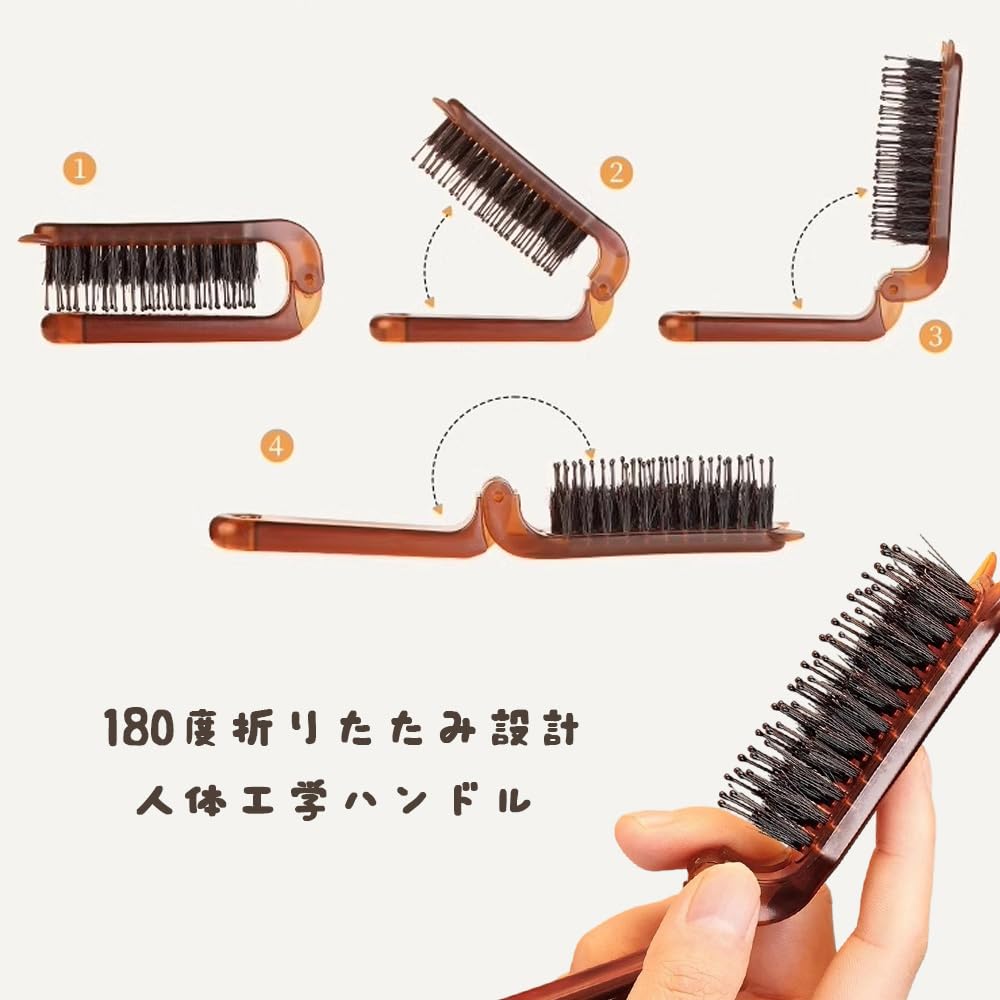 YUHENGCT Hair Pig Scalp Smooth Portable Shiny Hair Suitable for All Hair Scalp Unisex Brush, Bristle, 180° Foldable, Anti-Static Brush, Comb, Hair,