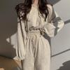 Koreanischer Chic Langarm Kapuzensweatshirt + High-Waist Jogginghose Set