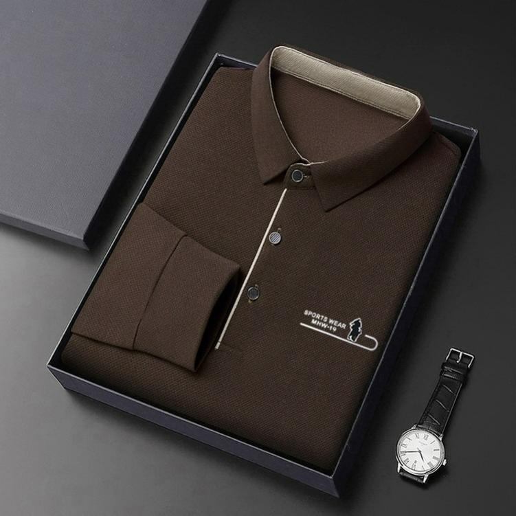 Long-sleeved Polo Shirt Men's Spring and Autumn Casual All-match Lapel Dad Bottoming Shirt T-shirt
