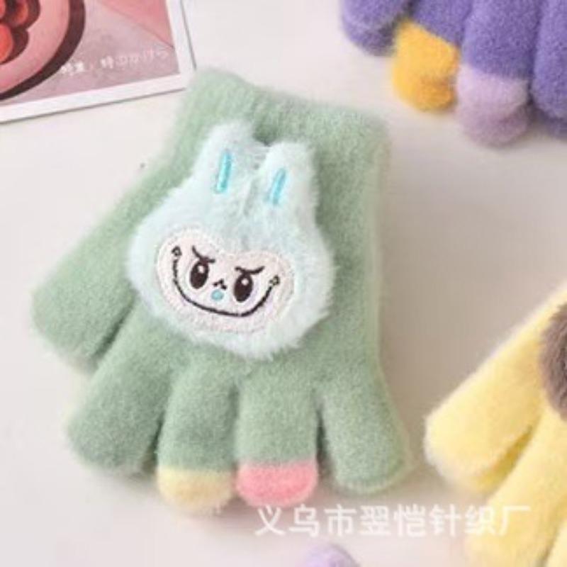 Autumn and Winter New Children's Cute Girls and Boys Gloves Full-finger Children's Five-finger Warm Thickened Gloves