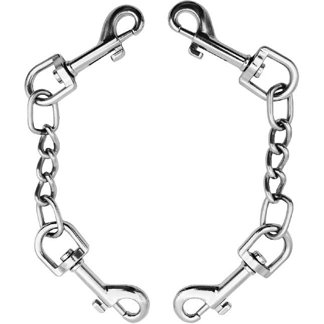 Dog Collar Safety Clip Metal Clasp Double Ended Connector 2 Pack Prong Chew Proof Backup Dog Clip for Pet Harness Collar Leash Necklaces Dog Strap