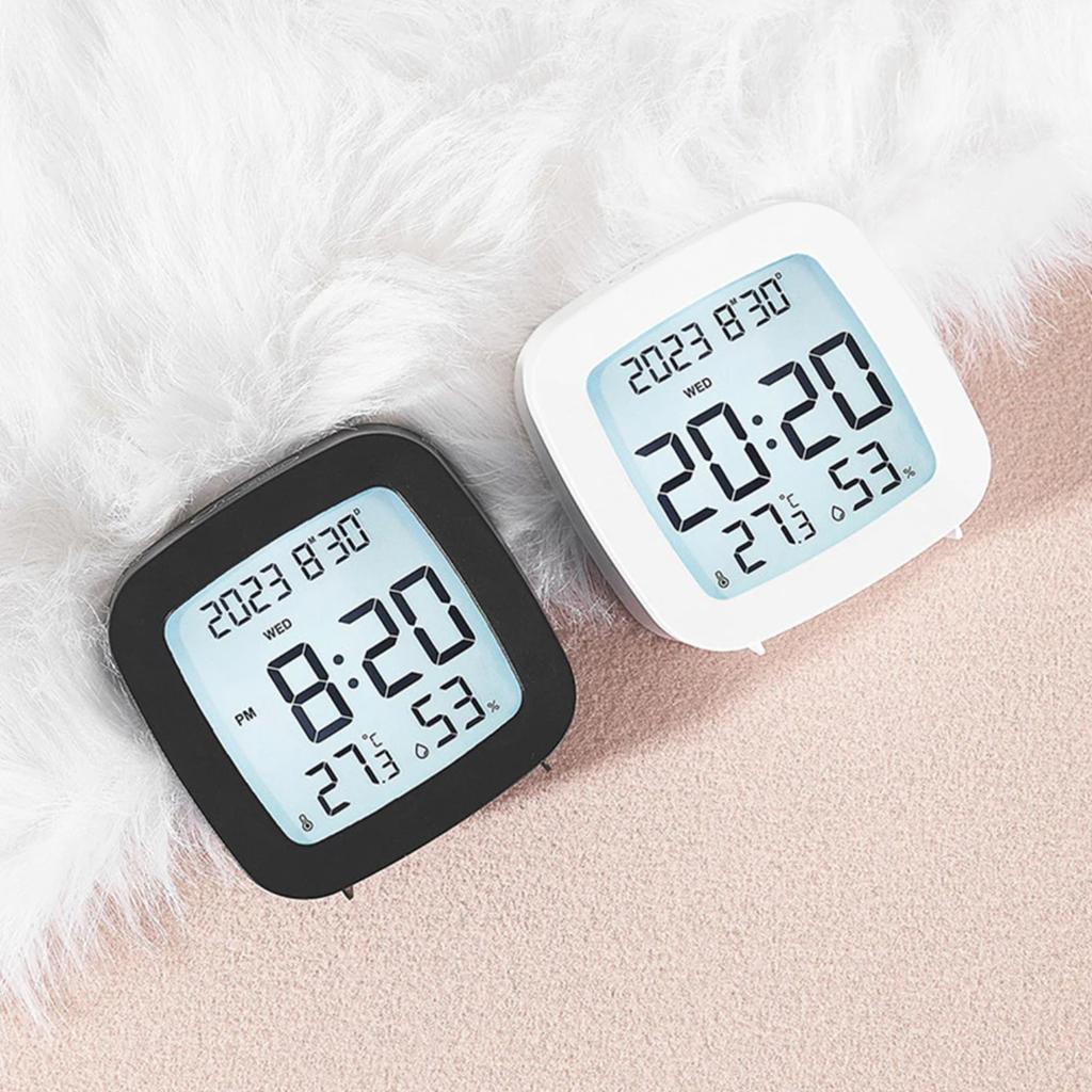 Alarm Clock With Backlight Battery Operated LCD Display Temperature Humidity Monitor Use Office School Decor Small clock