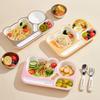 Reusable Dinning Plate Fruit Salad Plate 3 Compartment Cartoon Plastic Food Plate With Soup Bowl For Kid Student Microwave Safe